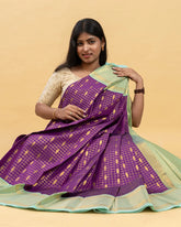 SC3471 - Silk Saree With Checked Gold Butta